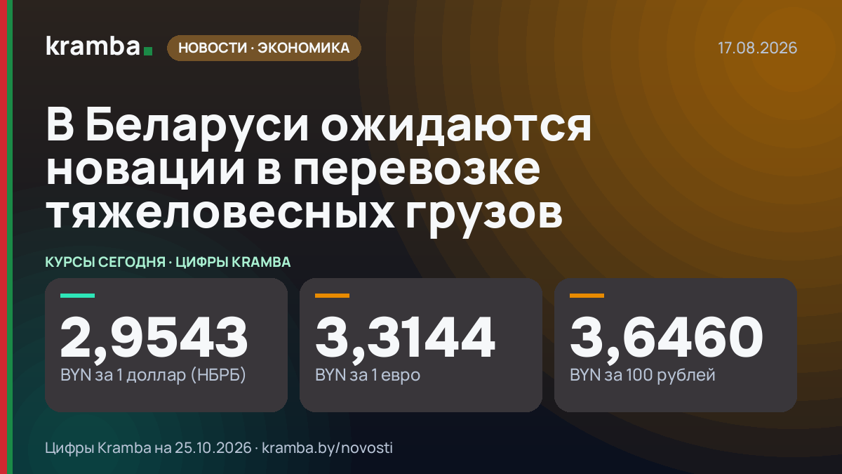 Инфографика Kramba: В Беларуси ожидаются новации в перевозке тяжеловесных грузов