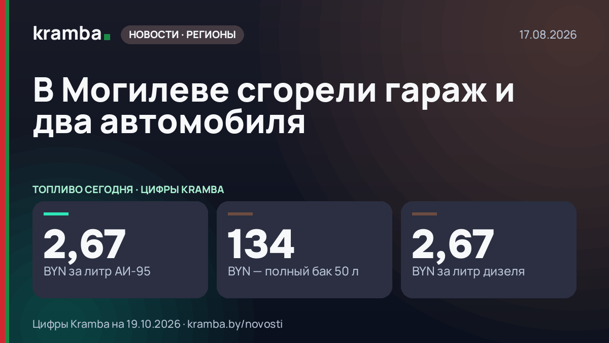 Инфографика Kramba: В Могилеве сгорели гараж и два автомобиля