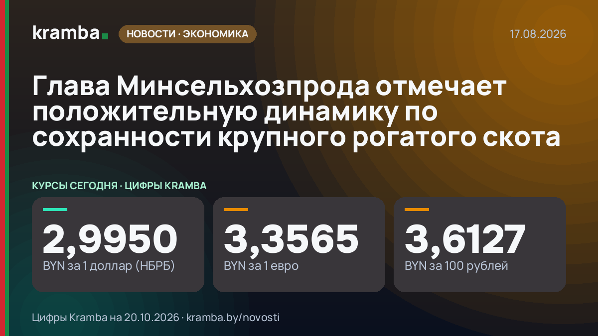 Инфографика Kramba: Глава Минсельхозпрода отмечает положительную динамику по сохранности крупного рогатого…