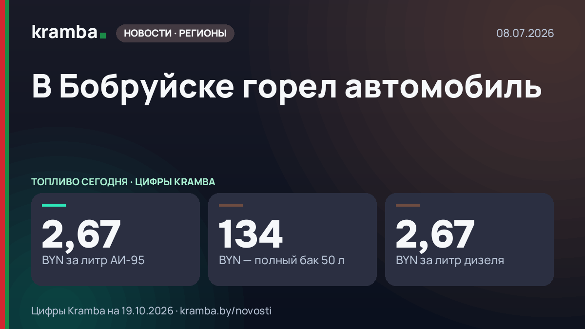 Инфографика Kramba: В Бобруйске горел автомобиль