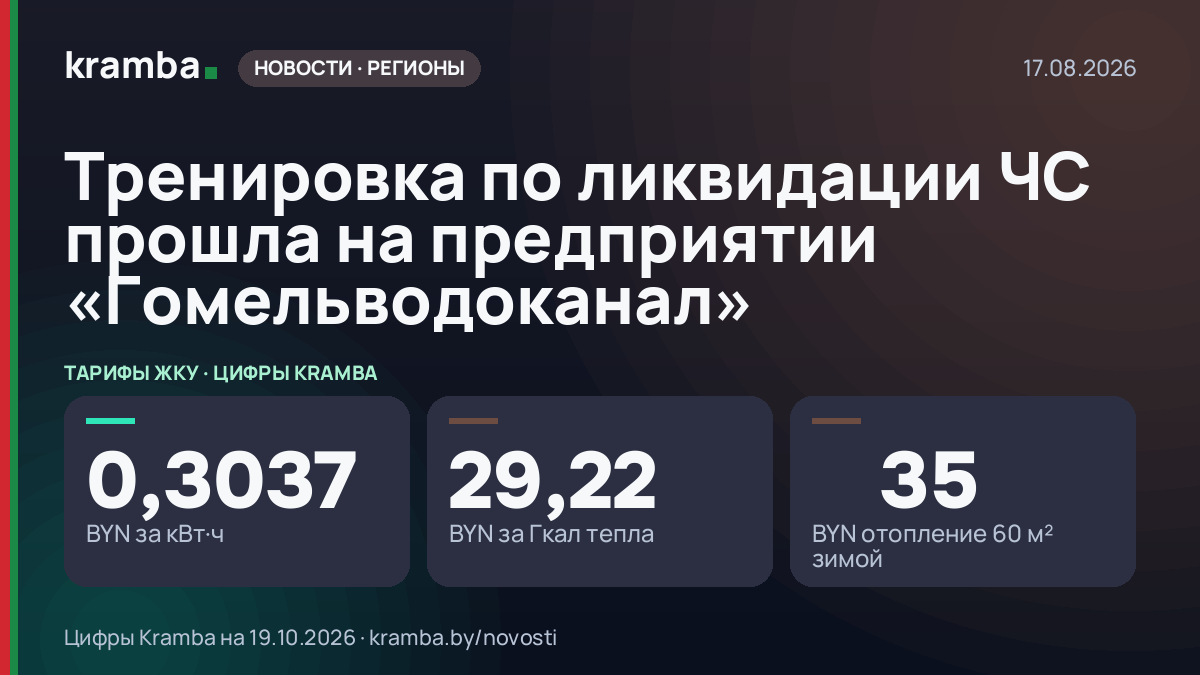 Инфографика Kramba: Тренировка по ликвидации ЧС прошла на предприятии «Гомельводоканал»