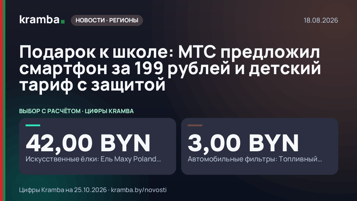 Инфографика Kramba: Подарок к школе: МТС предложил смартфон за 199 рублей и детский тариф с защитой