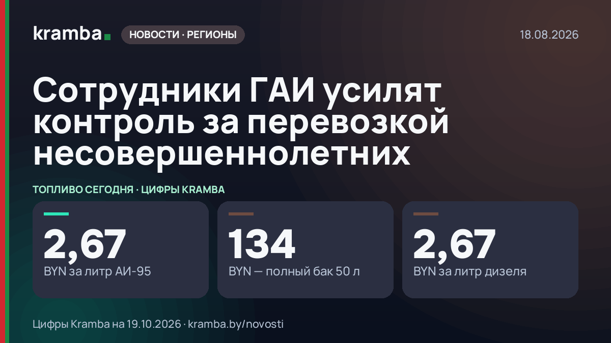 Инфографика Kramba: Сотрудники ГАИ усилят контроль за перевозкой несовершеннолетних