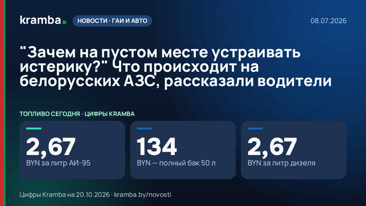 Инфографика Kramba: "Зачем на пустом месте устраивать истерику?" Что происходит на белорусских АЗС…