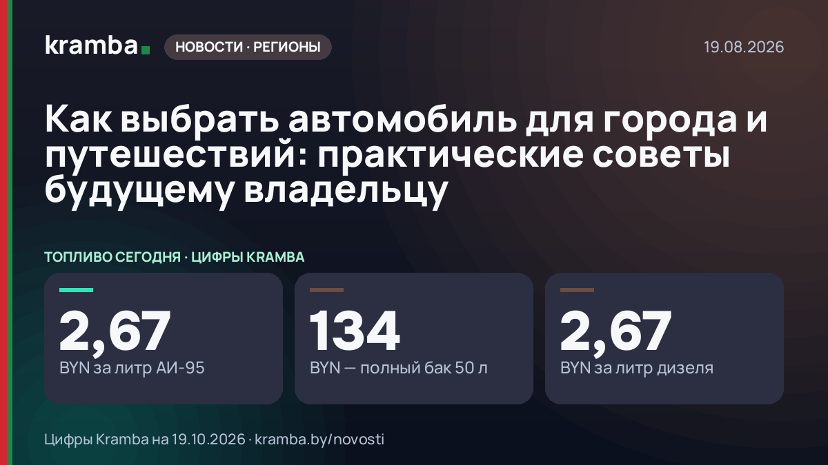 Инфографика Kramba: Как выбрать автомобиль для города и путешествий: практические советы будущему владельцу