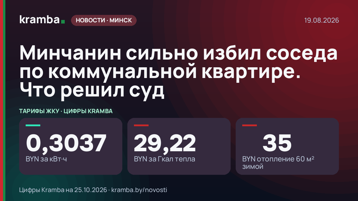 Инфографика Kramba: Минчанин сильно избил соседа по коммунальной квартире. Что решил суд