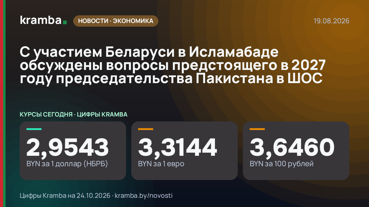 Инфографика Kramba: С участием Беларуси в Исламабаде обсуждены вопросы предстоящего в 2027 году…