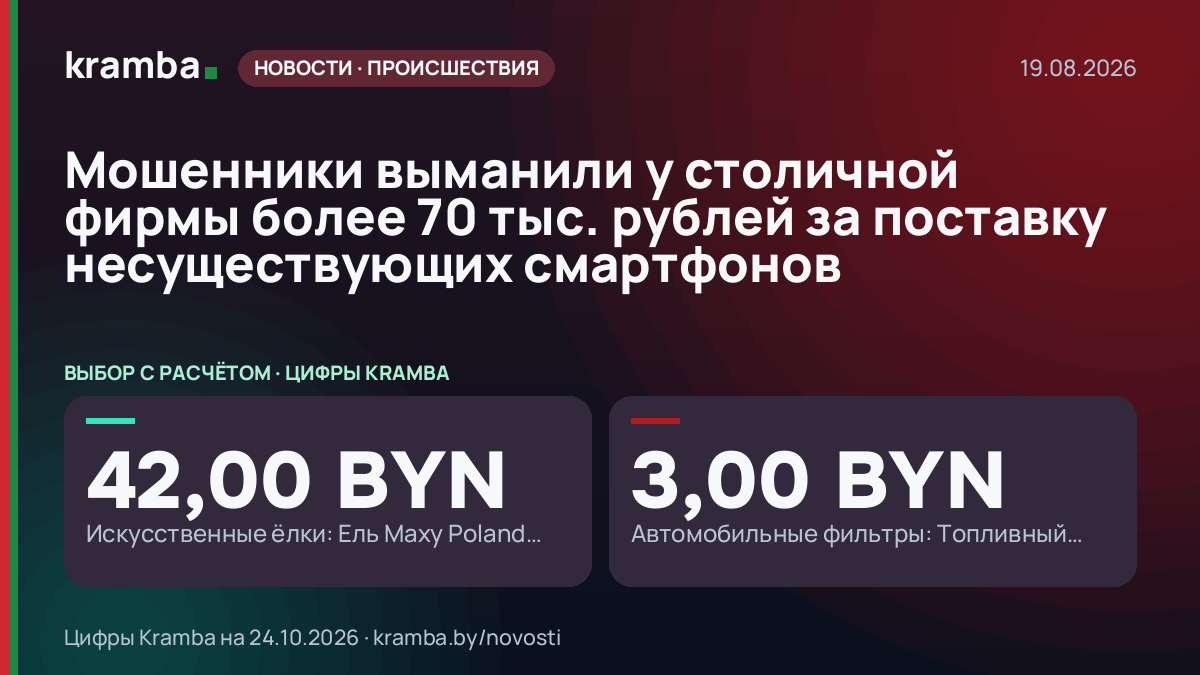 Инфографика Kramba: Мошенники выманили у столичной фирмы более 70 тыс. рублей за поставку несуществующих…
