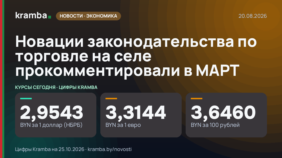 Инфографика Kramba: Новации законодательства по торговле на селе прокомментировали в МАРТ