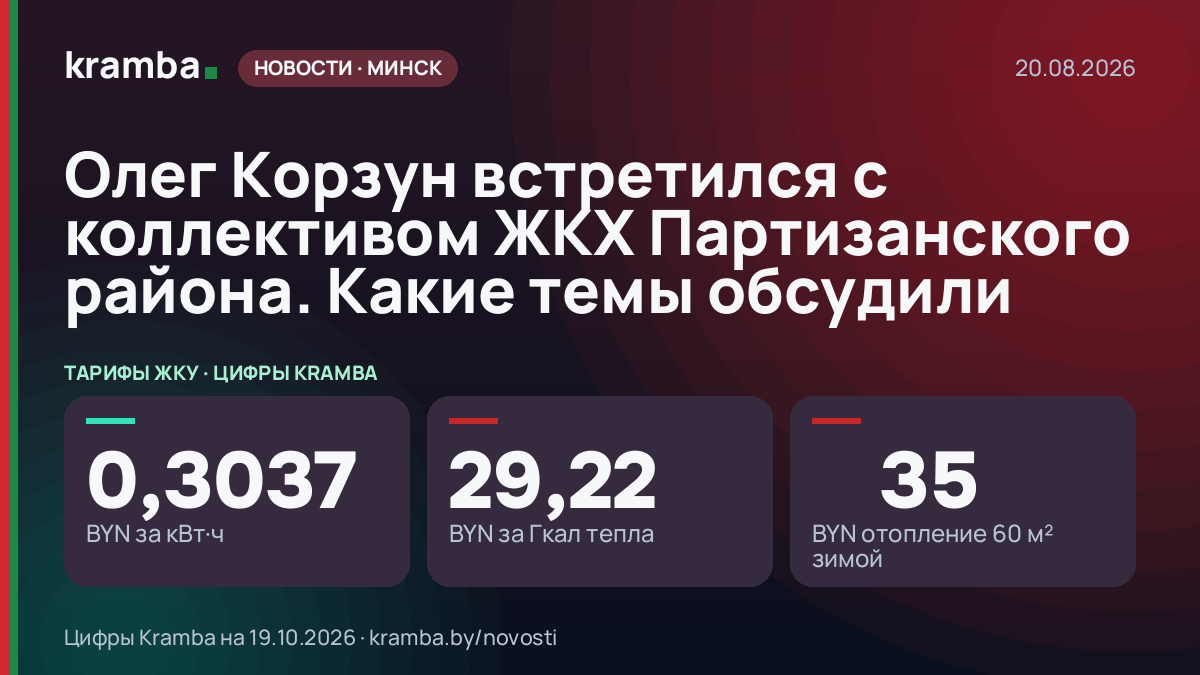 Инфографика Kramba: Олег Корзун встретился с коллективом ЖКХ Партизанского района. Какие темы обсудили