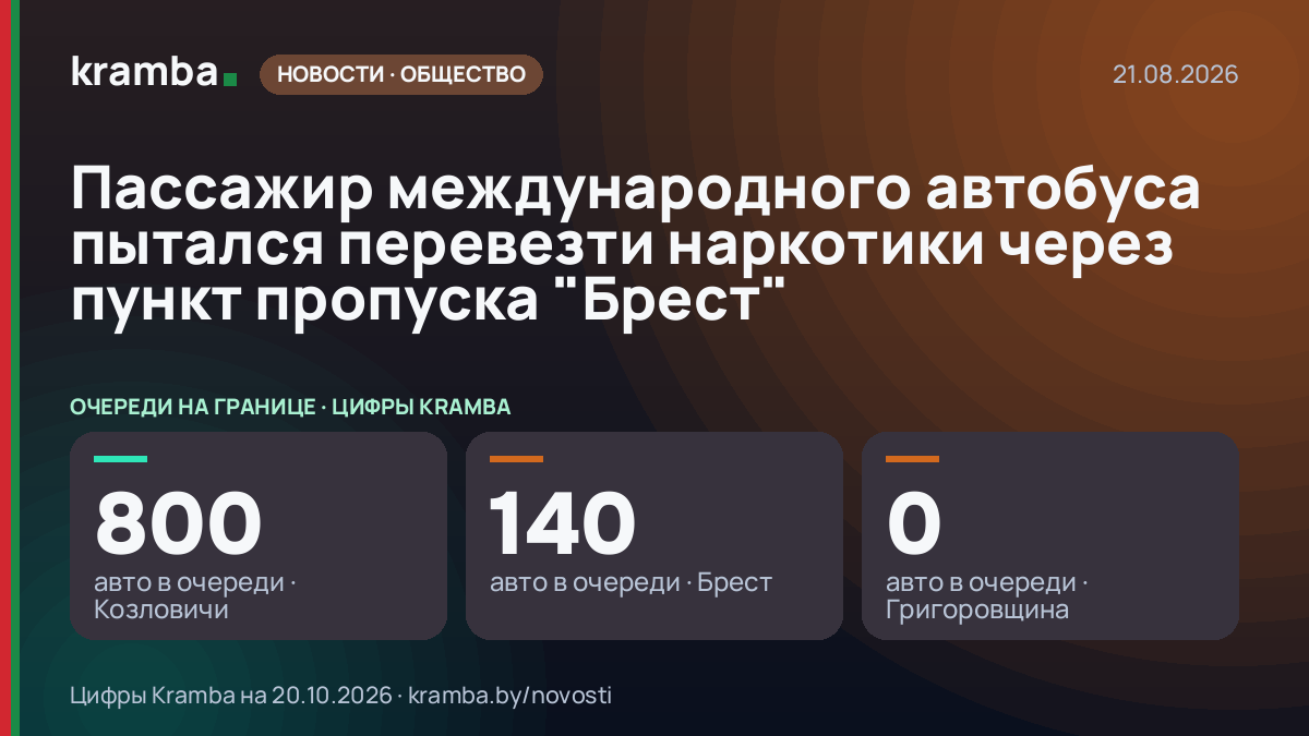 Инфографика Kramba: Пассажир международного автобуса пытался перевезти наркотики через пункт пропуска "Брест"