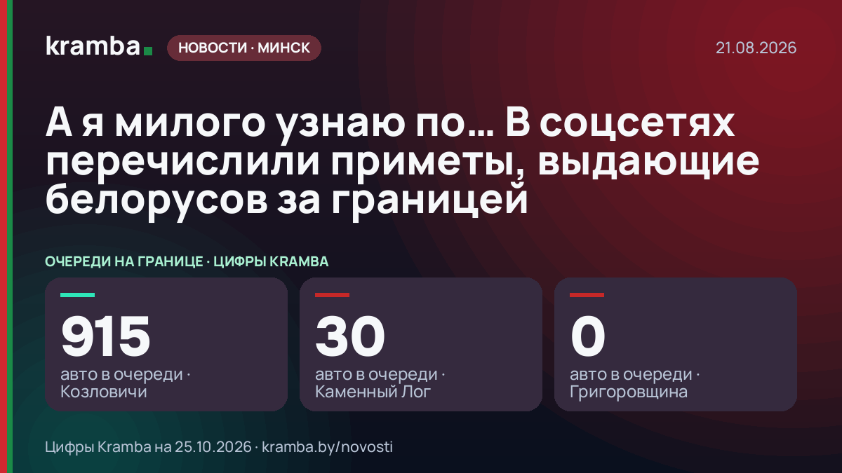 Инфографика Kramba: А я милого узнаю по… В соцсетях перечислили приметы, выдающие белорусов за границей