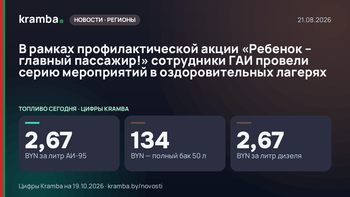Инфографика Kramba: В рамках профилактической акции «Ребенок – главный пассажир!» сотрудники ГАИ провели…