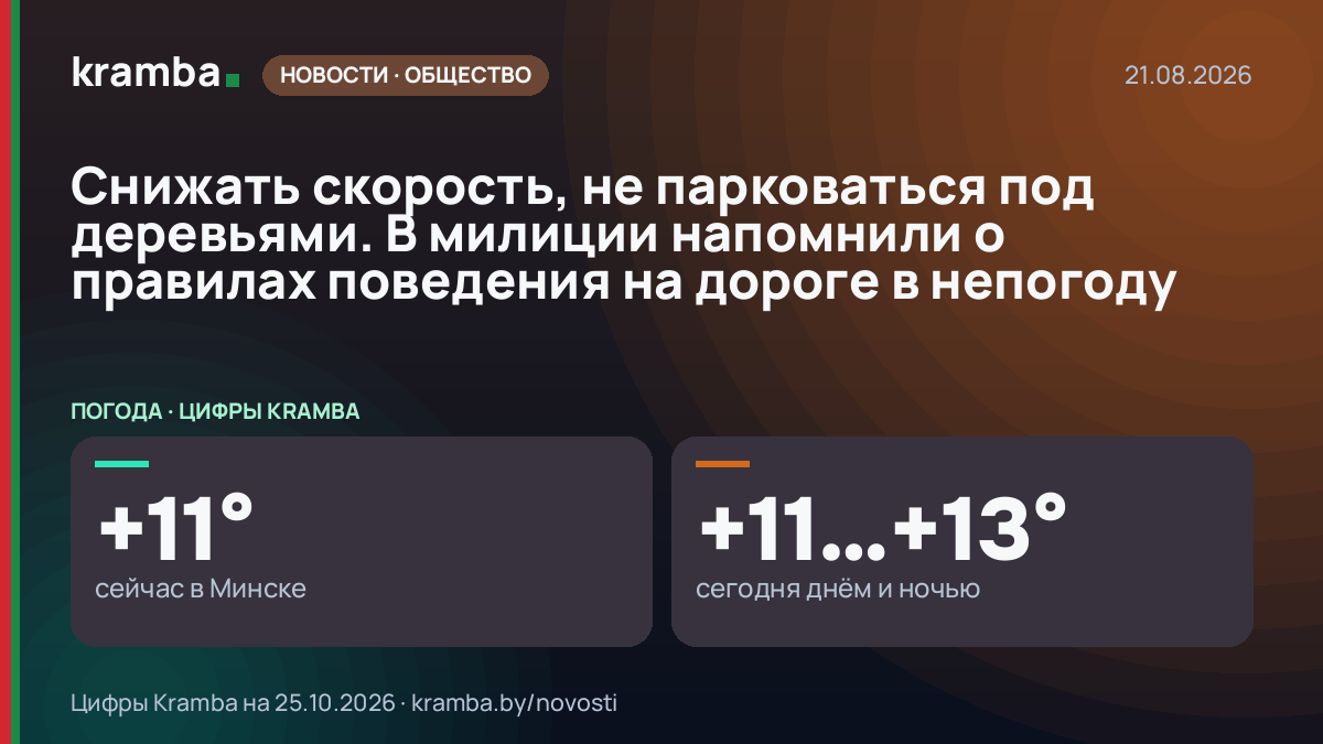 Инфографика Kramba: Снижать скорость, не парковаться под деревьями. В милиции напомнили о правилах поведения…