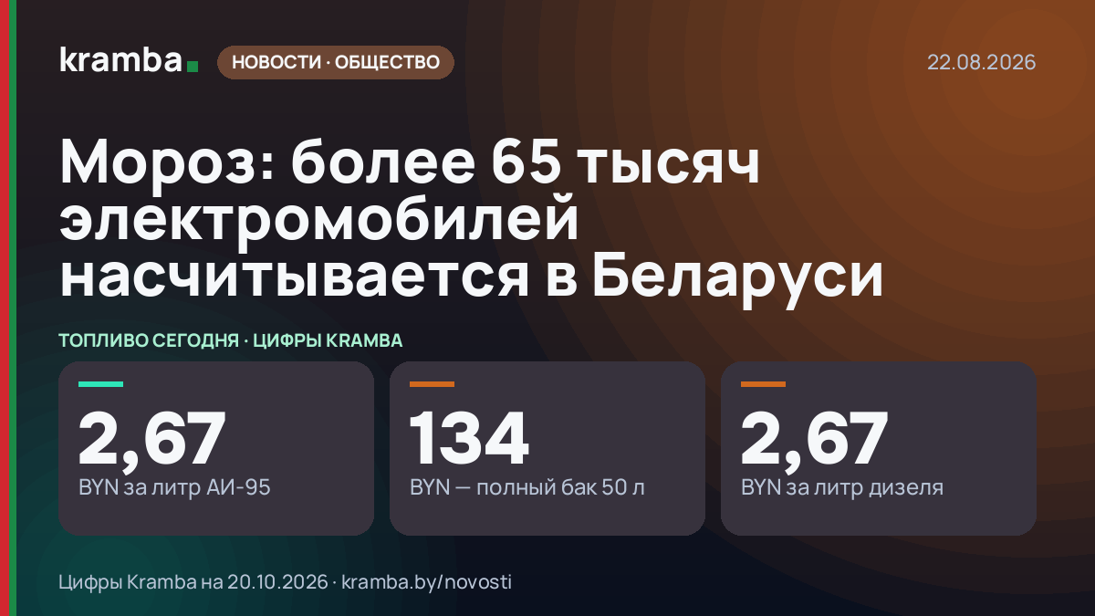 Инфографика Kramba: Мороз: более 65 тысяч электромобилей насчитывается в Беларуси