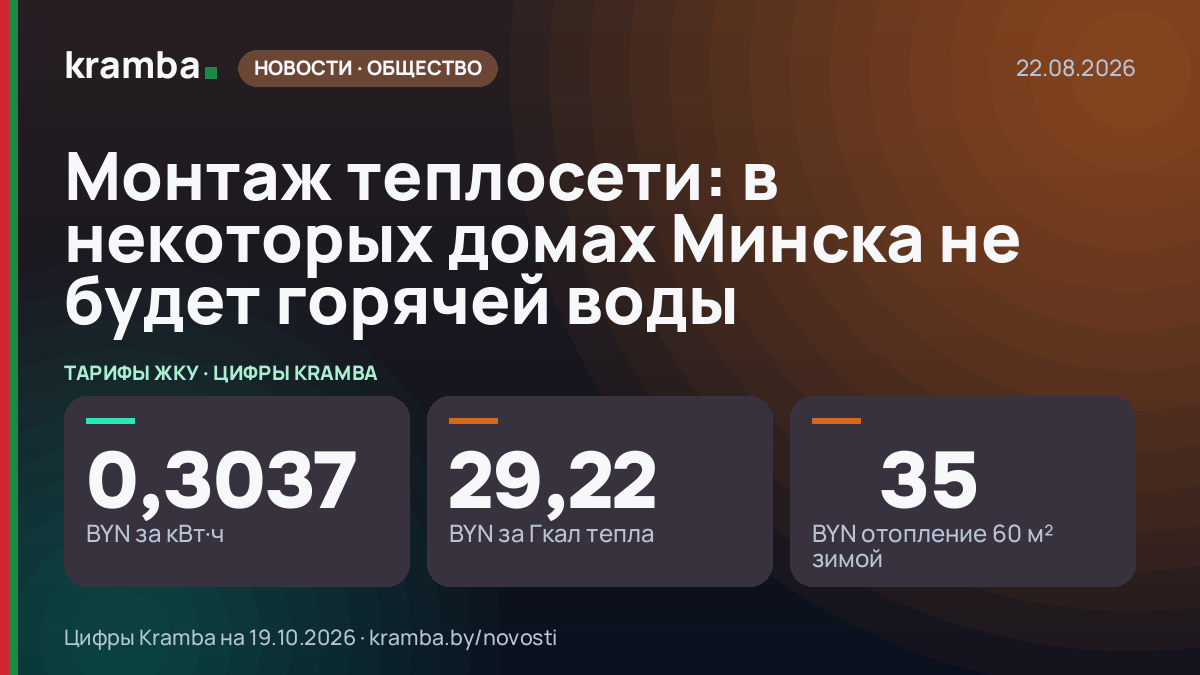 Инфографика Kramba: Монтаж теплосети: в некоторых домах Минска не будет горячей воды