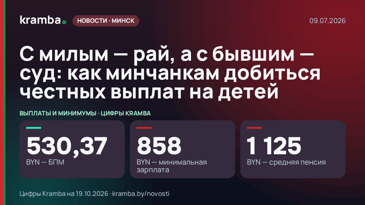 Инфографика Kramba: С милым — рай, а с бывшим — суд: как минчанкам добиться честных выплат на детей