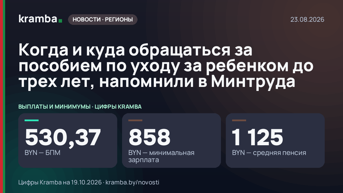 Инфографика Kramba: Когда и куда обращаться за пособием по уходу за ребенком до трех лет, напомнили в Минтруда