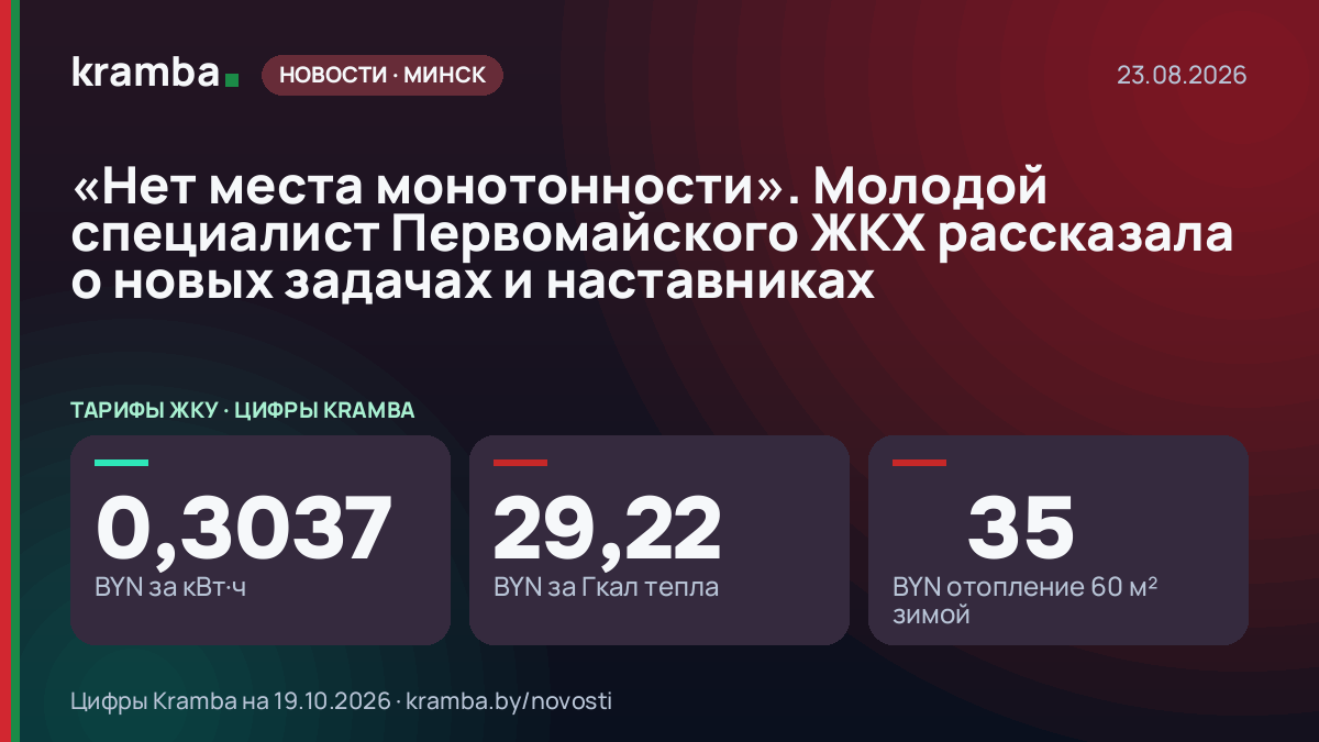 Инфографика Kramba: «Нет места монотонности». Молодой специалист Первомайского ЖКХ рассказала о новых…