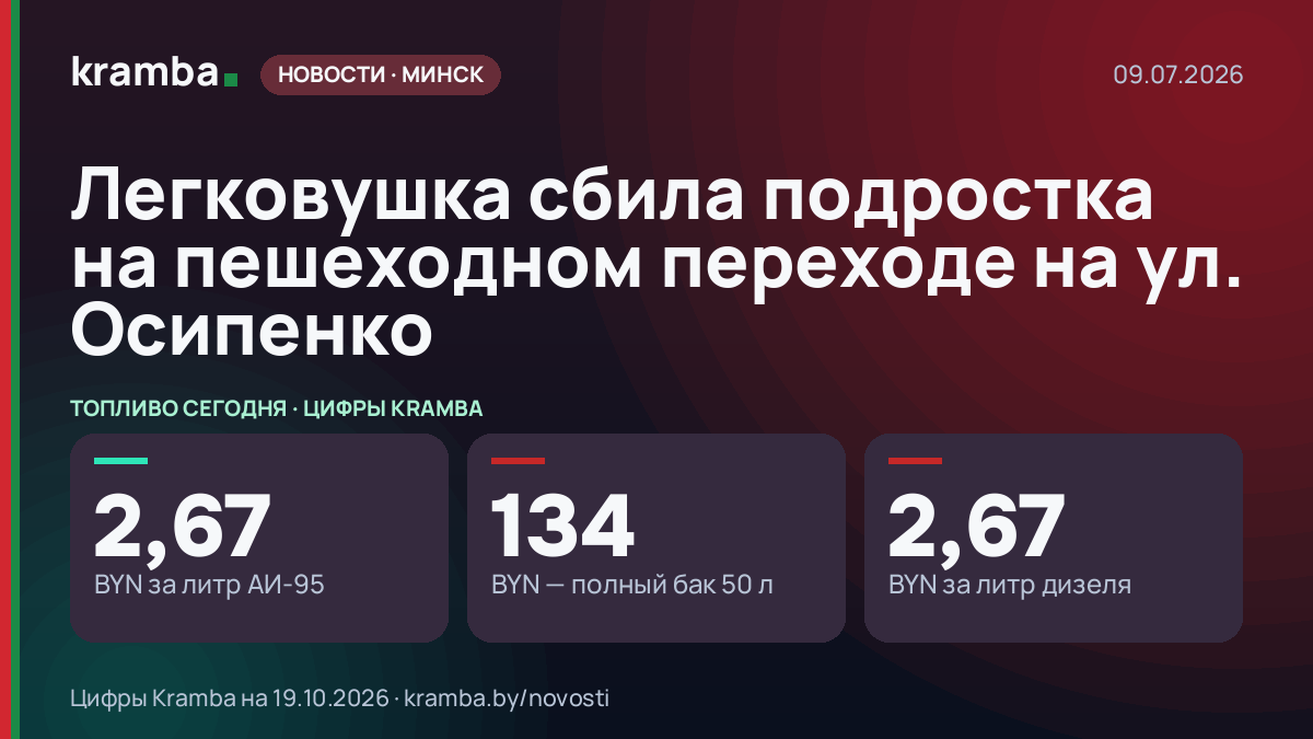 Инфографика Kramba: Легковушка сбила подростка на пешеходном переходе на ул. Осипенко
