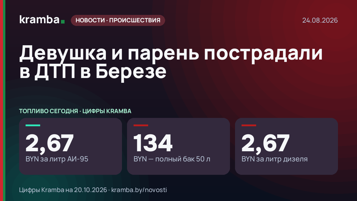 Инфографика Kramba: Девушка и парень пострадали в ДТП в Березе