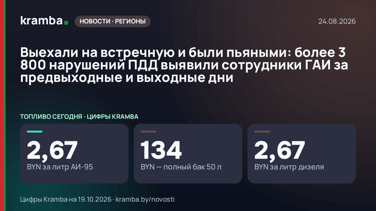 Инфографика Kramba: Выехали на встречную и были пьяными: более 3 800 нарушений ПДД выявили сотрудники ГАИ за…
