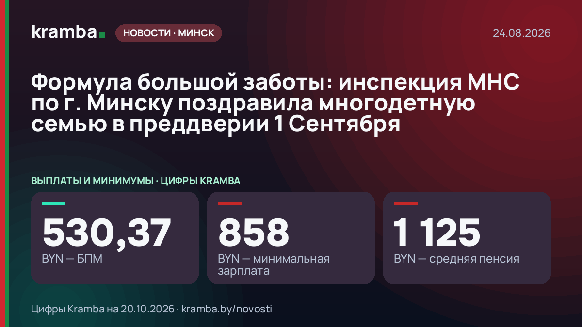 Инфографика Kramba: Формула большой заботы: инспекция МНС по г. Минску поздравила многодетную семью в…
