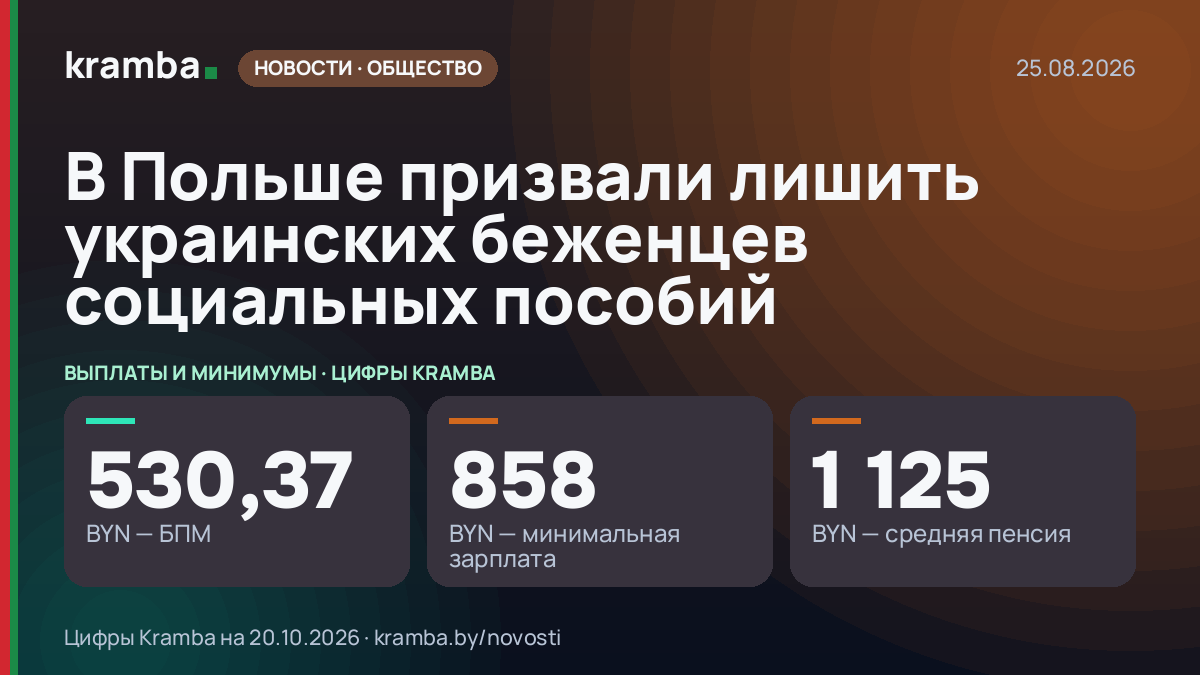 Инфографика Kramba: В Польше призвали лишить украинских беженцев социальных пособий
