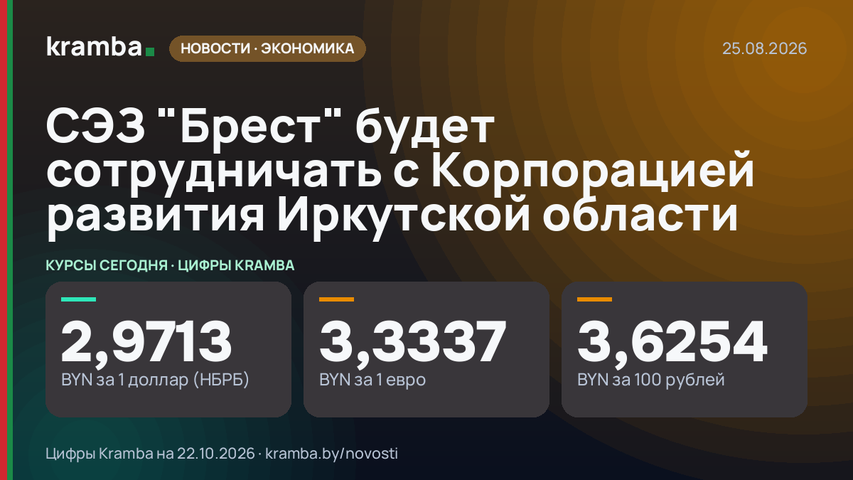 Инфографика Kramba: СЭЗ "Брест" будет сотрудничать с Корпорацией развития Иркутской области
