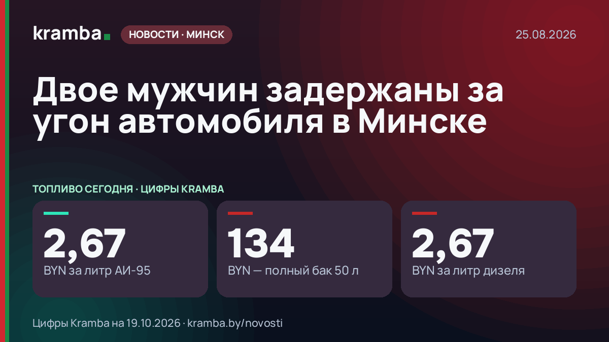 Инфографика Kramba: Двое мужчин задержаны за угон автомобиля в Минске