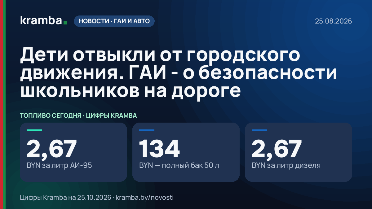 Инфографика Kramba: Дети отвыкли от городского движения. ГАИ - о безопасности школьников на дороге