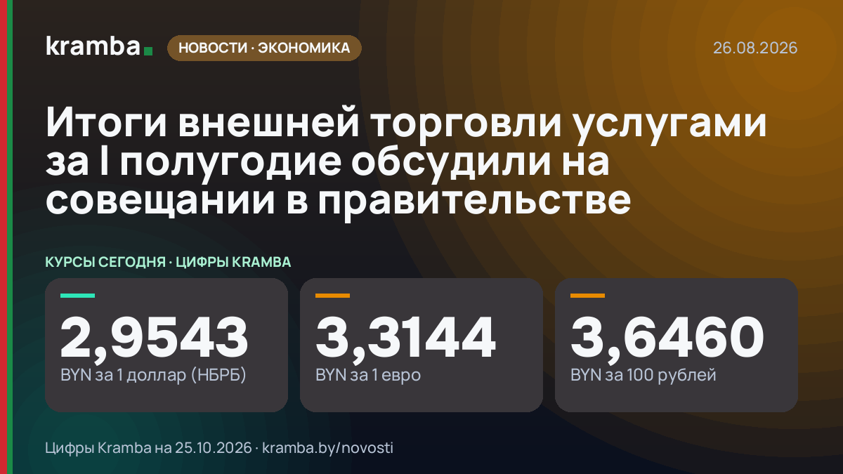 Инфографика Kramba: Итоги внешней торговли услугами за I полугодие обсудили на совещании в правительстве