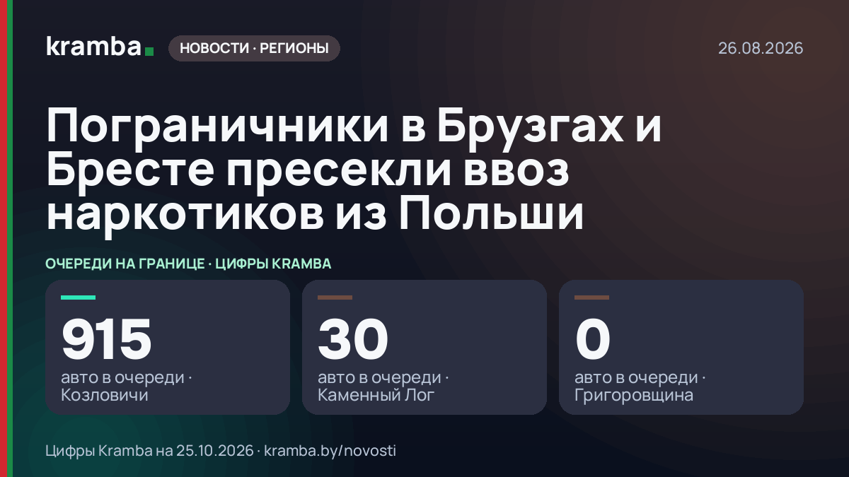 Инфографика Kramba: Пограничники в Брузгах и Бресте пресекли ввоз наркотиков из Польши