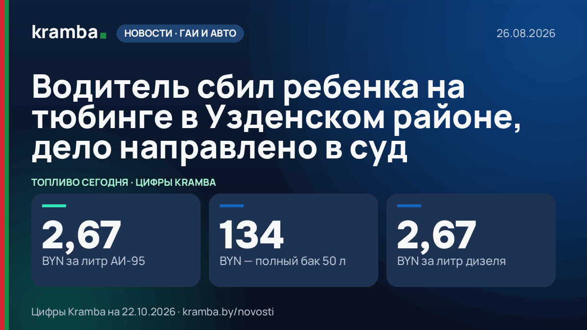 Инфографика Kramba: Водитель сбил ребенка на тюбинге в Узденском районе, дело направлено в суд