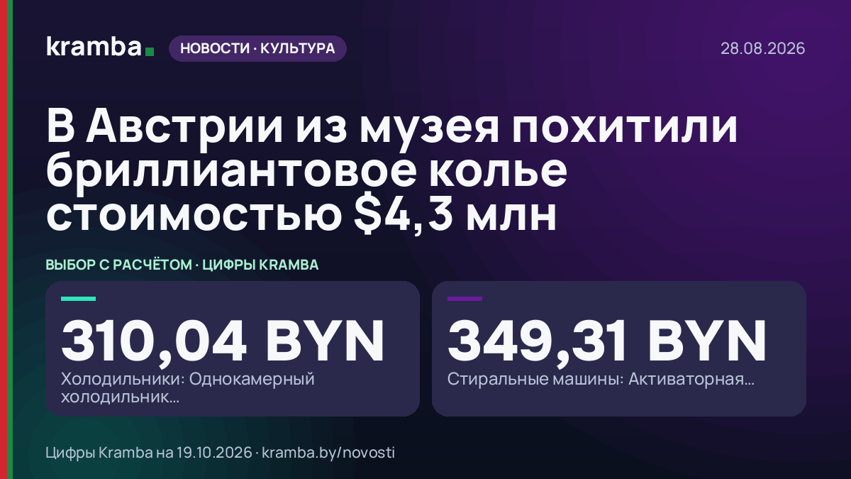 Инфографика Kramba: В Австрии из музея похитили бриллиантовое колье стоимостью $4,3 млн