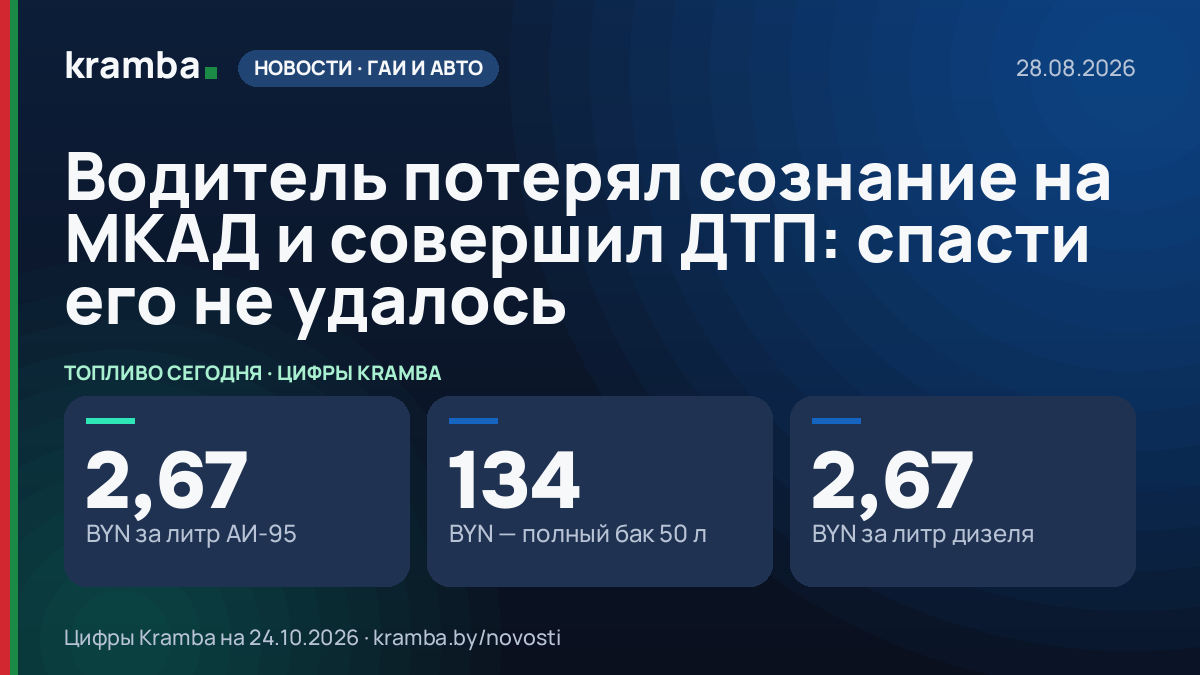 Инфографика Kramba: Водитель потерял сознание на МКАД и совершил ДТП: спасти его не удалось