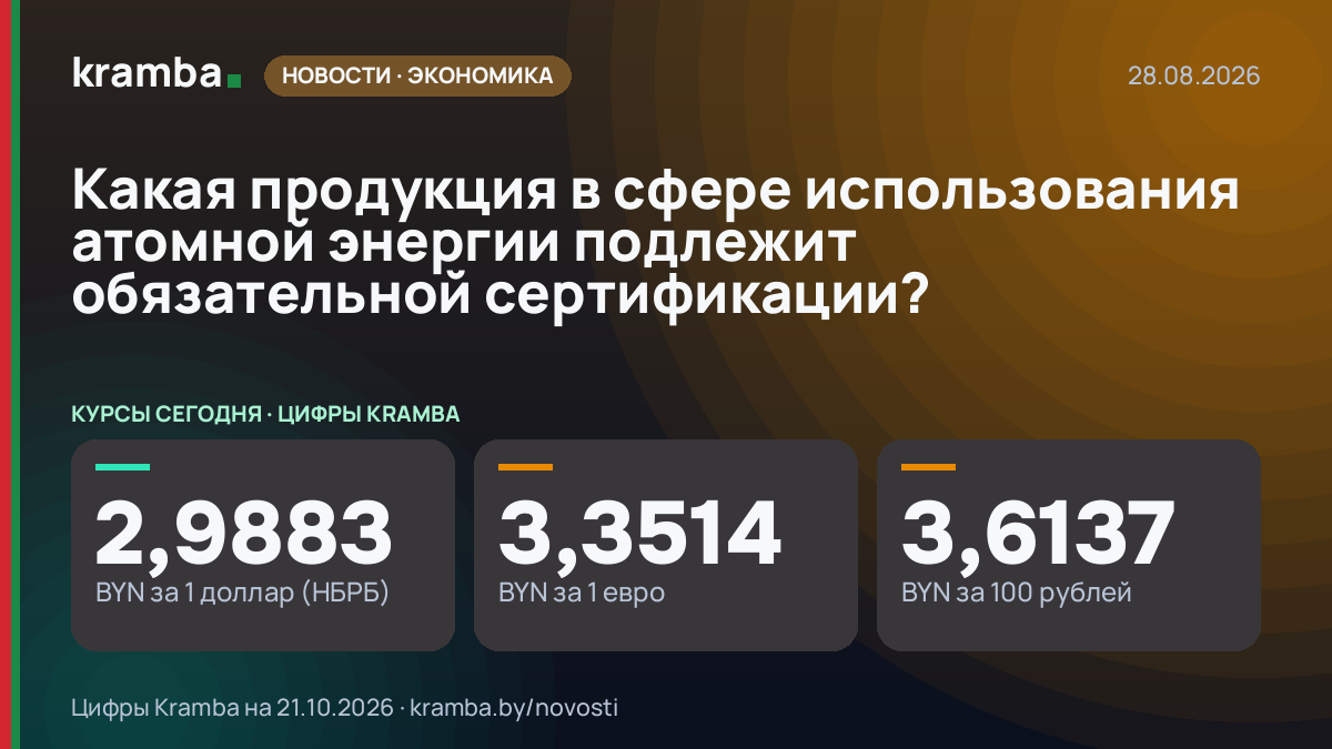 Инфографика Kramba: Какая продукция в сфере использования атомной энергии подлежит обязательной сертификации?
