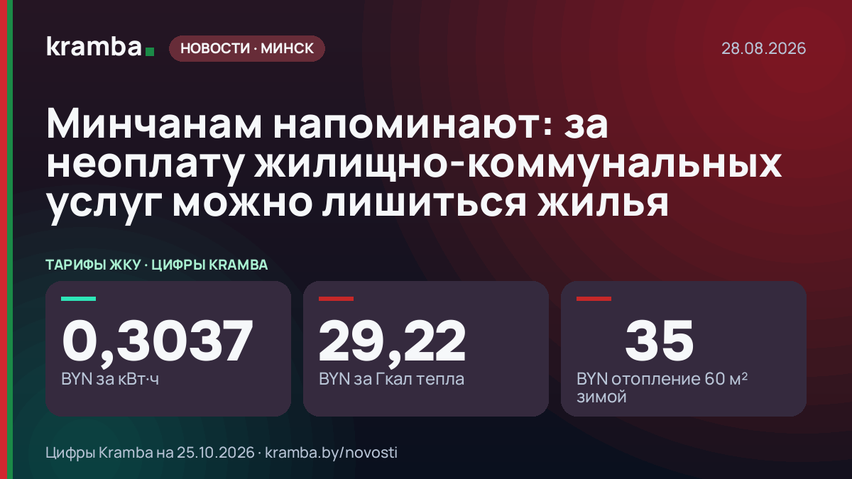 Инфографика Kramba: Минчанам напоминают: за неоплату жилищно-коммунальных услуг можно лишиться жилья