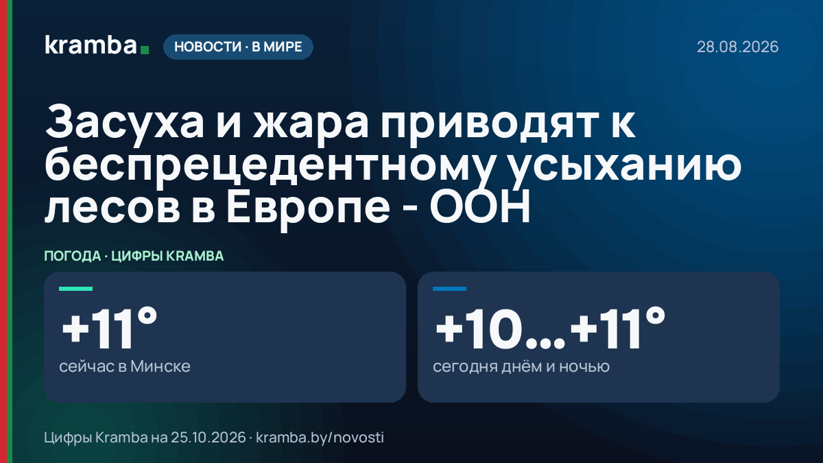 Инфографика Kramba: Засуха и жара приводят к беспрецедентному усыханию лесов в Европе - ООН