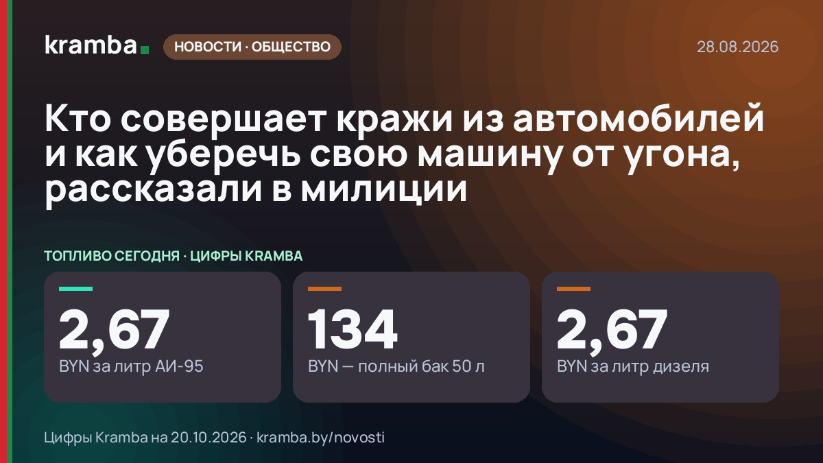 Инфографика Kramba: Кто совершает кражи из автомобилей и как уберечь свою машину от угона, рассказали в…