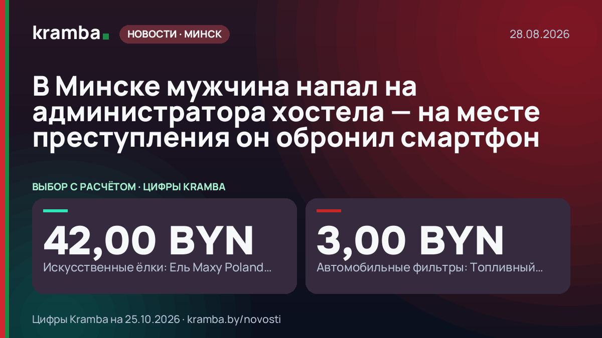 Инфографика Kramba: В Минске мужчина напал на администратора хостела — на месте преступления он обронил…