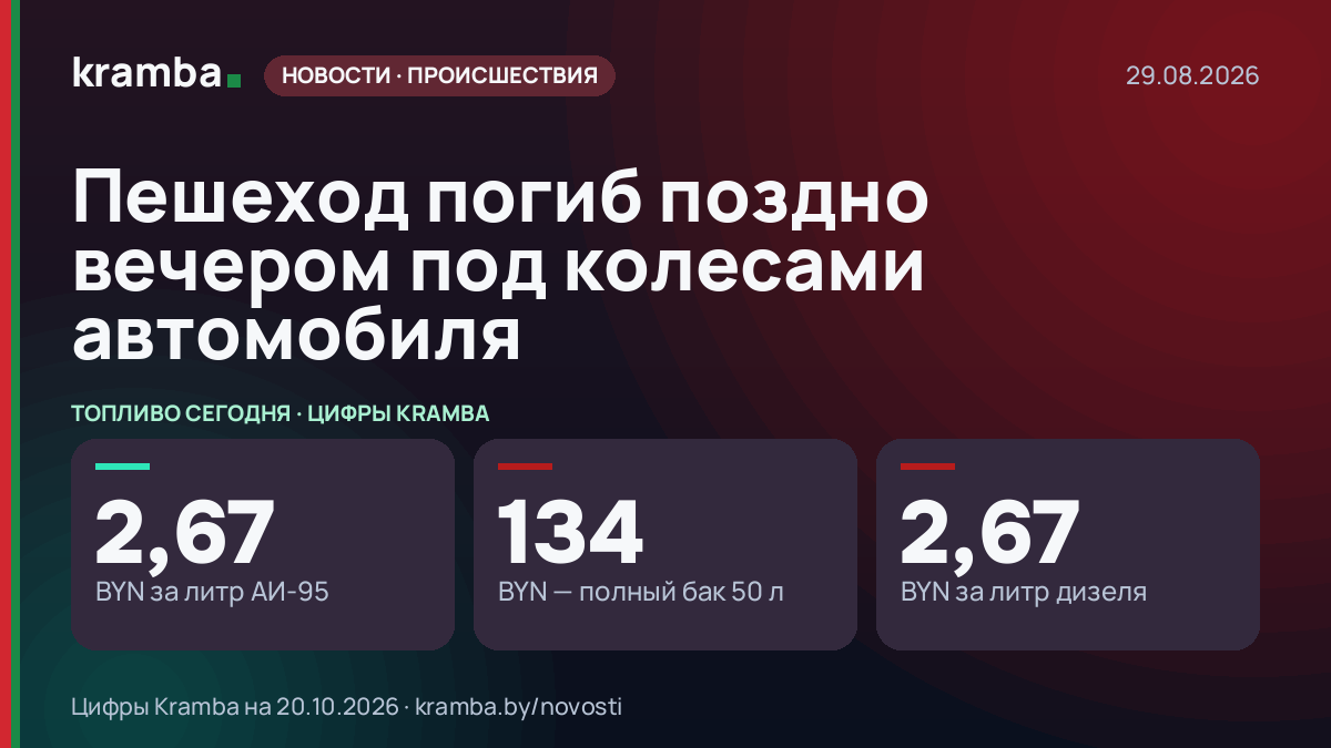Инфографика Kramba: Пешеход погиб поздно вечером под колесами автомобиля