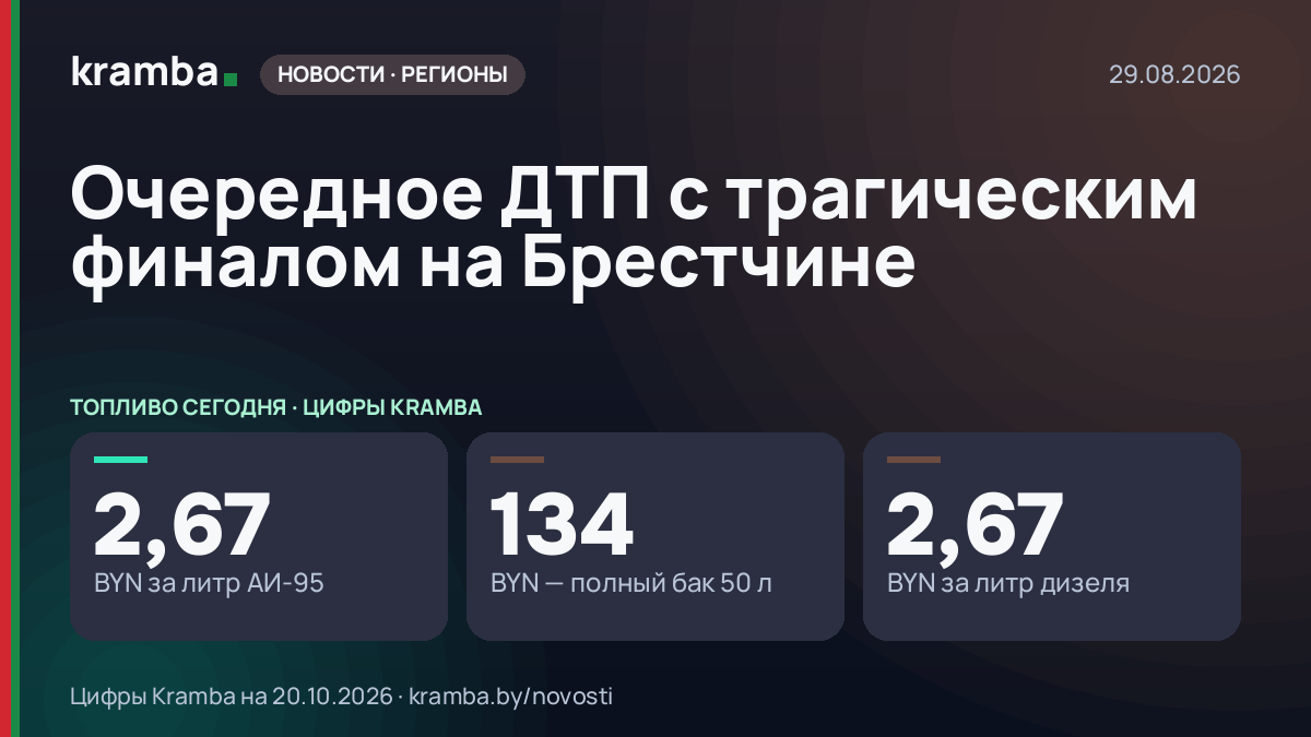 Инфографика Kramba: Очередное ДТП с трагическим финалом на Брестчине