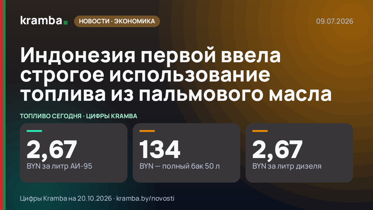 Инфографика Kramba: Индонезия первой ввела строгое использование топлива из пальмового масла