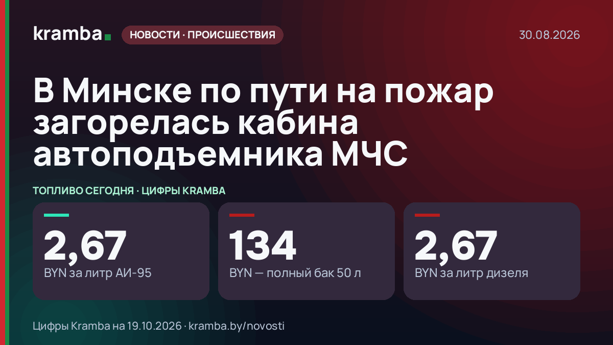Инфографика Kramba: В Минске по пути на пожар загорелась кабина автоподъемника МЧС