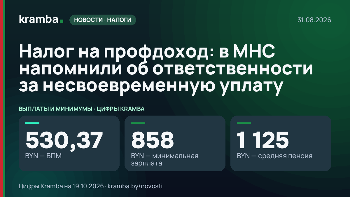 Инфографика Kramba: Налог на профдоход: в МНС напомнили об ответственности за несвоевременную уплату