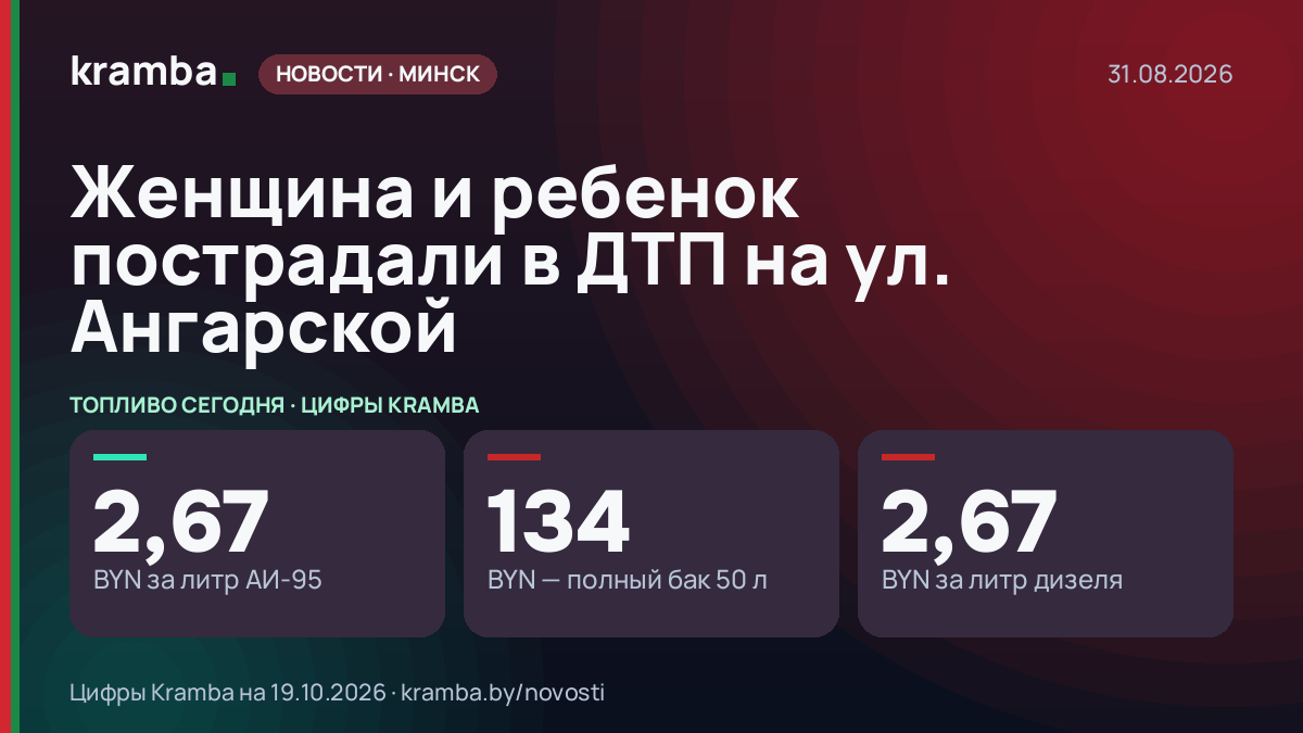 Инфографика Kramba: Женщина и ребенок пострадали в ДТП на ул. Ангарской