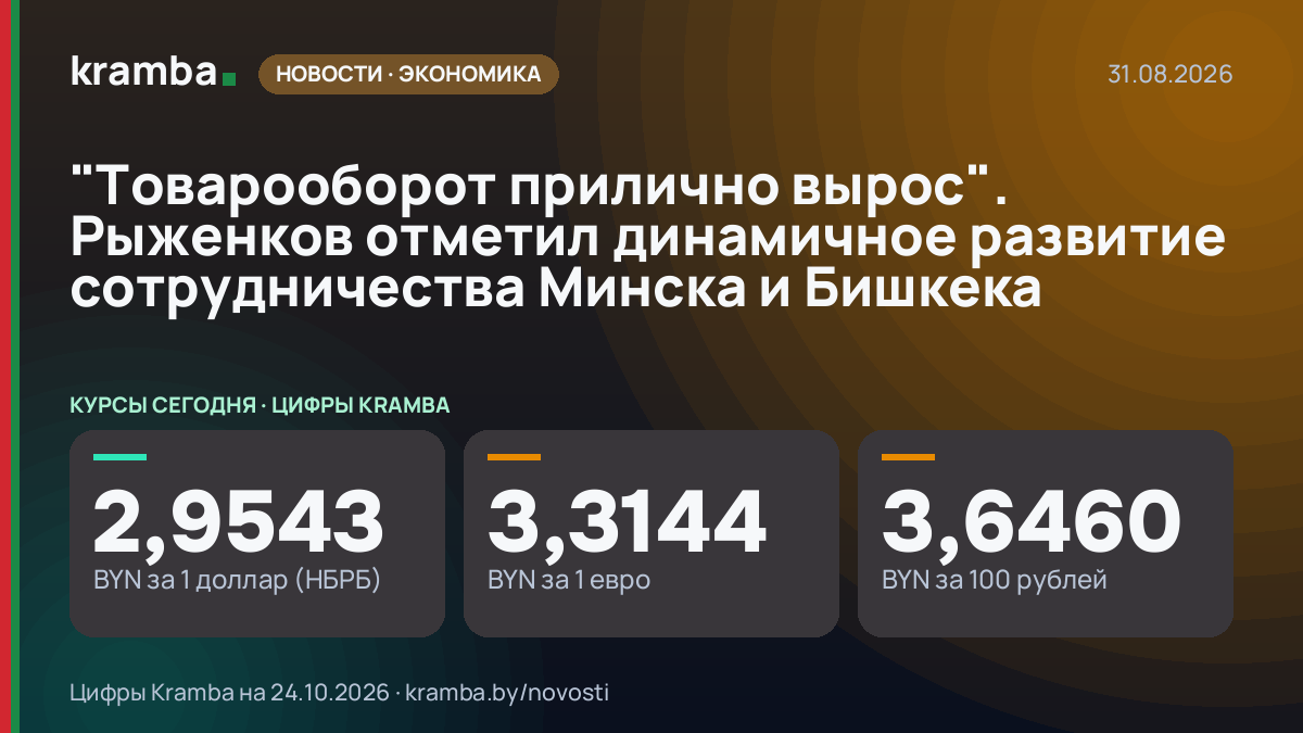 Инфографика Kramba: "Товарооборот прилично вырос". Рыженков отметил динамичное развитие сотрудничества…
