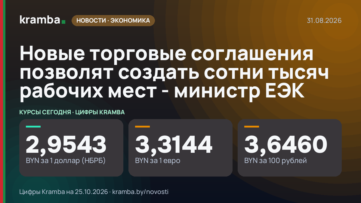 Инфографика Kramba: Новые торговые соглашения позволят создать сотни тысяч рабочих мест - министр ЕЭК