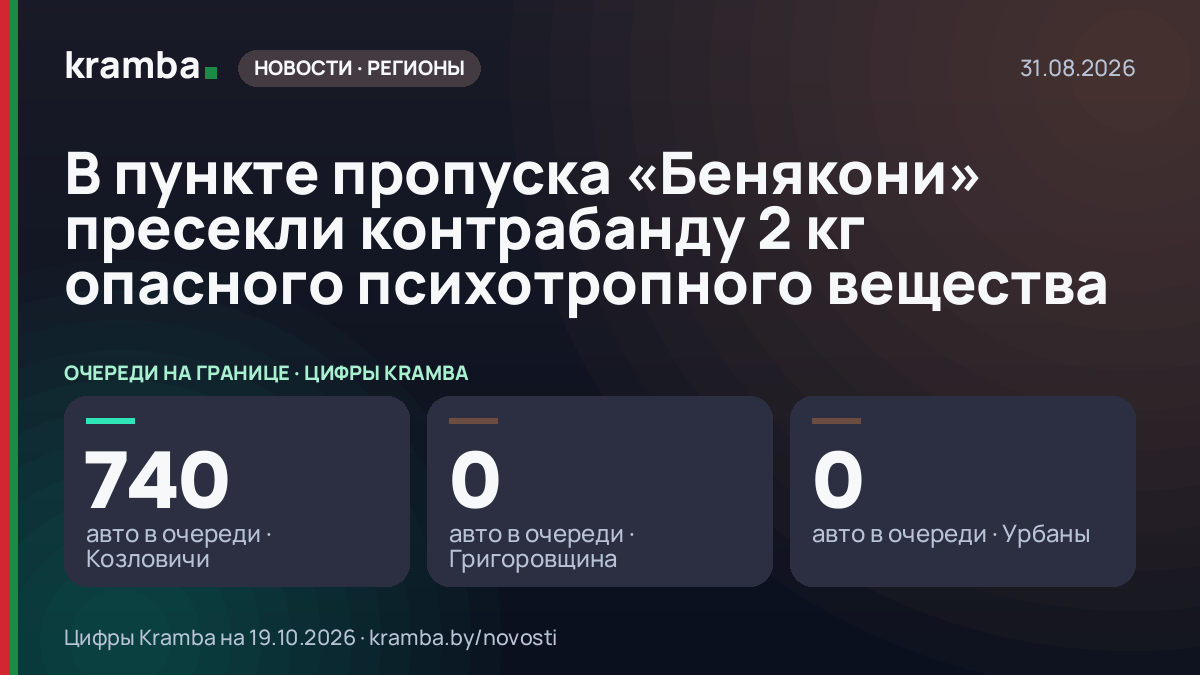 Инфографика Kramba: В пункте пропуска «Бенякони» пресекли контрабанду 2 кг опасного психотропного вещества